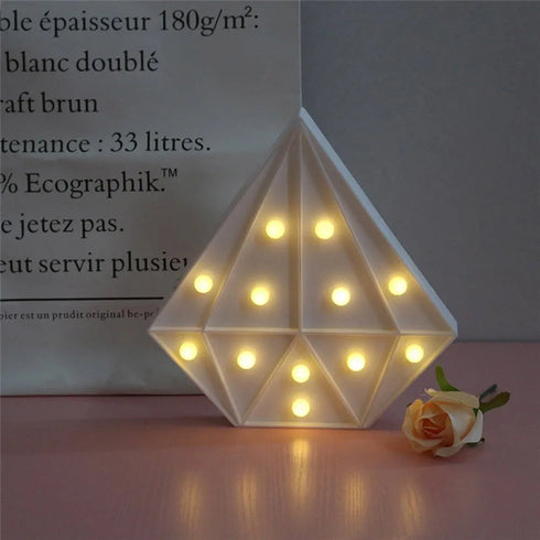 Diamond Shaped Decor Unique Night Light White