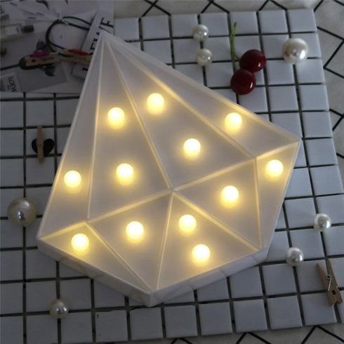 Diamond Shaped Decor Unique Night Light White