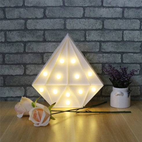 Diamond Shaped Decor Unique Night Light White