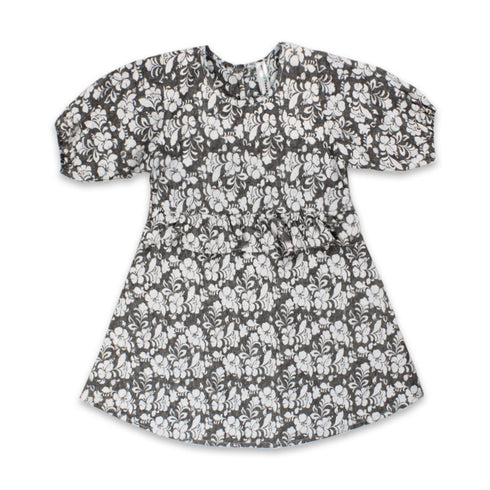 (Minor B) TWEENS And TEENS All Over Flower Grey Frock