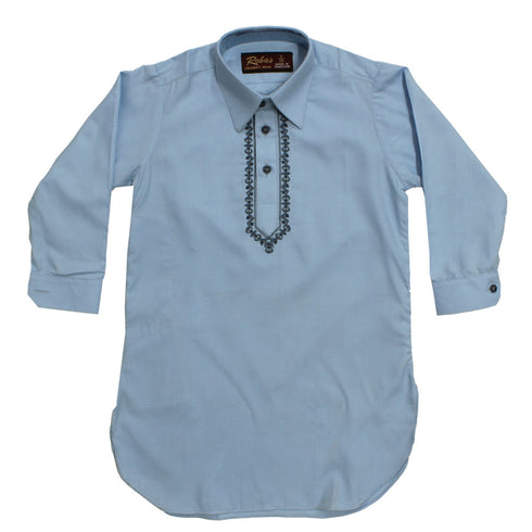 ROBAS Cotton Machine Embroidered Light Blue Shalwar Kameez Full Suit