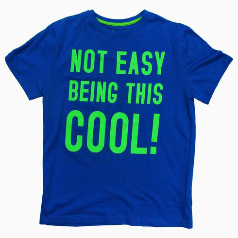 REBEL Not Easy Cool Boys Blue Premium Cotton Tshirt
