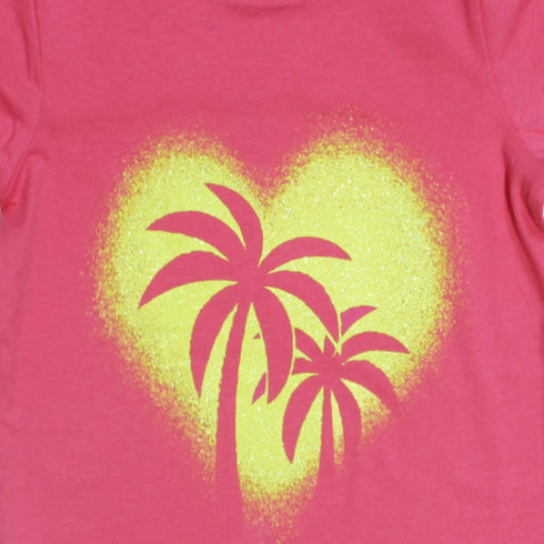 DOPO DOPO Glitter Heart Pink Girls Premium Cotton T shirt