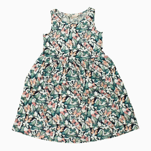 HnM All Over ButterFly Print Premium Cotton Girls Dress
