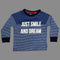 OKAIDI Just Smile Boys Royal Blue Stripes Premium Tshirt