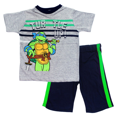 Turtle UP Heather Grey and Blue Boys 2 Piece Set