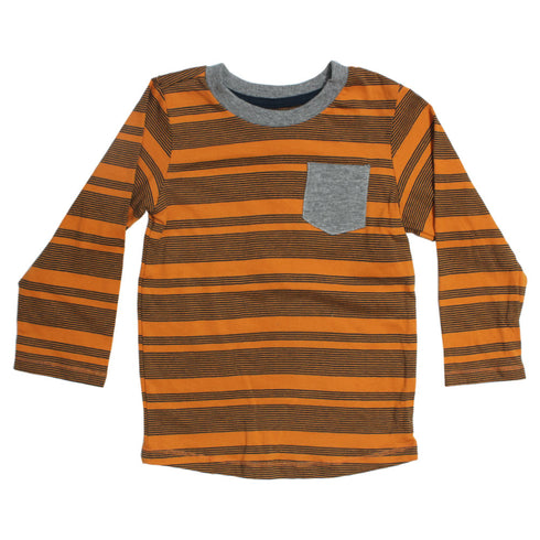 MATALAN Front Pocket Black Stripes Yellow Boys Premium Cotton Tshirt