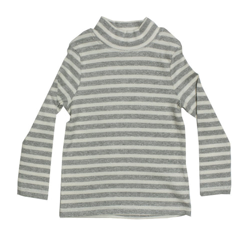 NUTMEG Disco Grey Stripes Girls premium Cotton High Neck
