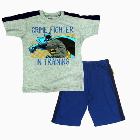 BATMAN Crime Fighter in Traininig Grey Boys 2 Piece Set Tshirt