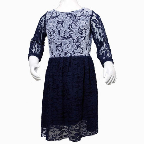 Navy blue flower net dress