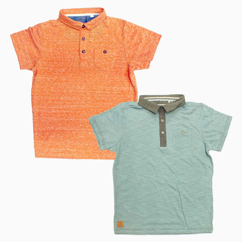 NEXT Cut Label Boys Light Blue and Orange Boys Cotton 2 Piece Polo Bundle