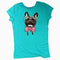 Cute Glitter Puppy Girls Turquoise Tshirt
