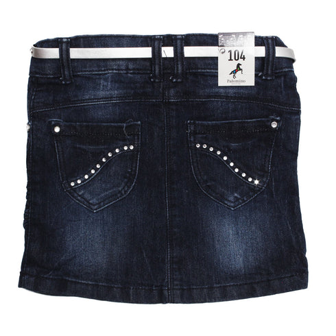 PALOMINO Girls Denim Rhinestone Studded Skirt with Belt