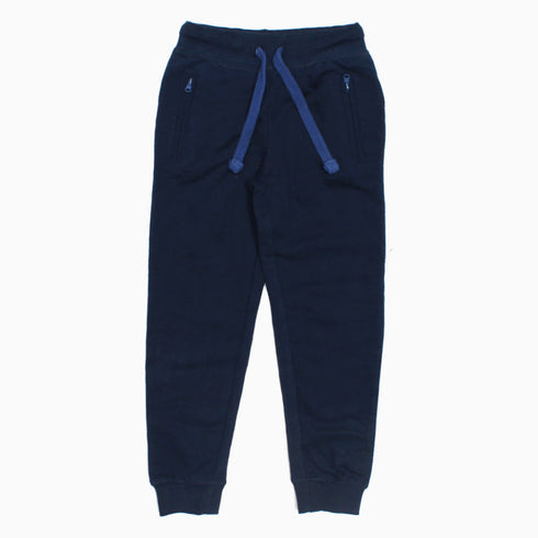 KIDKIND Navy Blue Boys Zipped Pockets Cotton French Terry Trouser