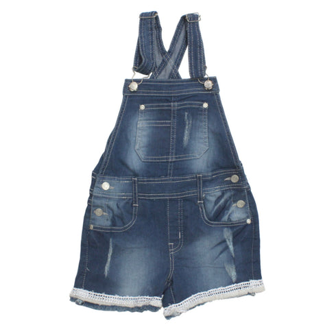 Wall Flower Girls Light Ripped Bottom Laced Denim Dungaree