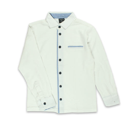 O`stin White Boys Cotton Pique Shirt