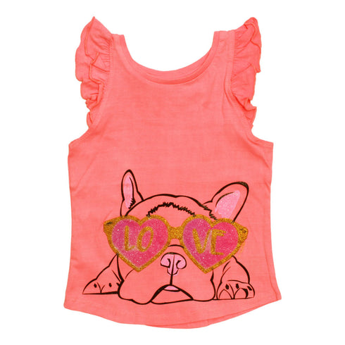 MANGO Pink Love Glitter Bull dog Premium Cotton Tank Top