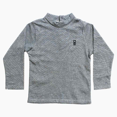 OBAIBI Black and White Stripes Premium Club Cotton Turtle Neck Boys Tshirt