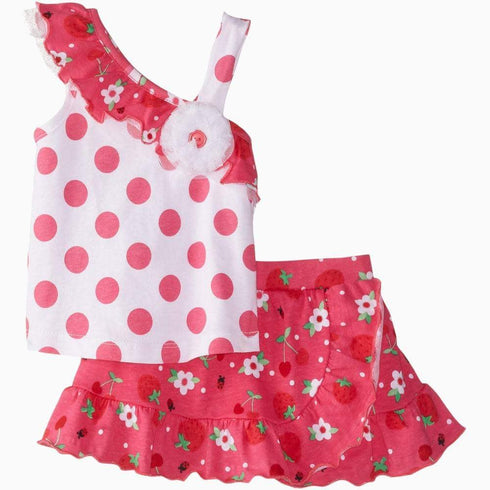 Young heart white and pink Polka dot Strawberry