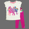 Mango Glitter Print Elephant Girls White Premium Cotton 2 piece Bundle