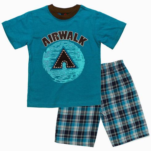 Air Walk Boys Blue Cotton Tshirt Set