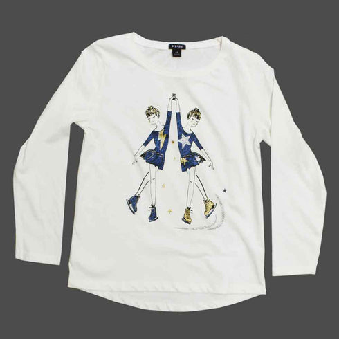 KIABI Glitter Skaters Off White Premium Cotton Tshirt