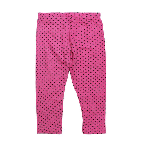 DISNEY All Over Black Polka Dots Pink Cotton Legging