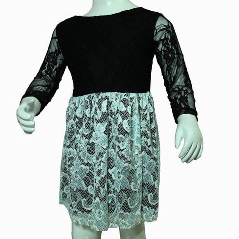 Sky Blue Flower Black net Dress