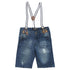 MAX Boys Light Ripped Sand Washed Blue Belt Denim Short