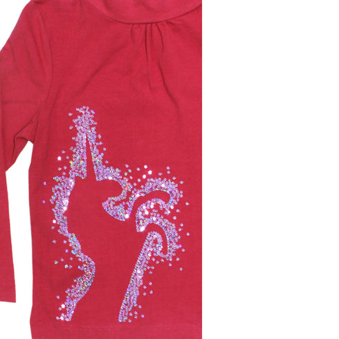 PALOMINO Unicorn Sequins Pink Girls Premium Cotton High Neck
