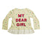 Dear Girl Full Sleeves Premium Cotton Frill Girls Cream Tshirt