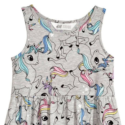 HnM Unicorn Print Premium Cotton Girls Dress