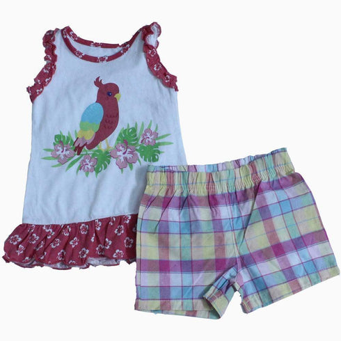 Young Hearts Bird Frock with multi colour bottom