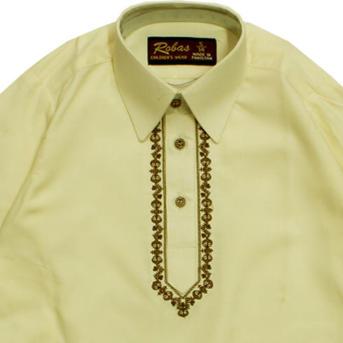 ROBAS Cotton Machine Embroidered Cream Colour Shalwar Kameez Full Suit