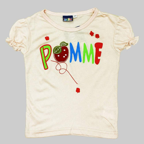 LUPILU Apple applique Peach 2 piece Girls Night Suit Set