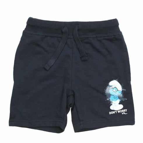 SMURFS Cotton Jersey Navy Blue Printed Short