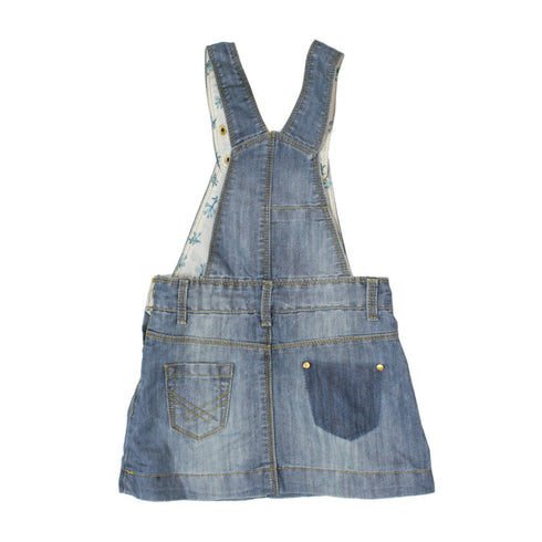 ZY BABY Star And Heart Blue Girls Denim Dungaree