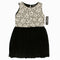 Gee Gee Off White Knitted Flowers Stripes Self Polyester Black Dress