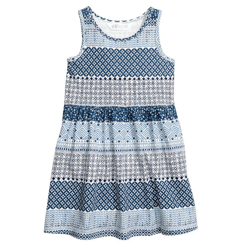 HnM All Over Blue Abstract Designed Premium Cotton Dress