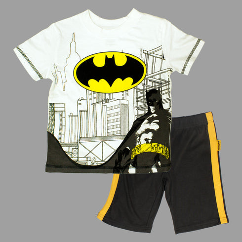 BatMan Chest Print White Boys Premium 2 Piece Set