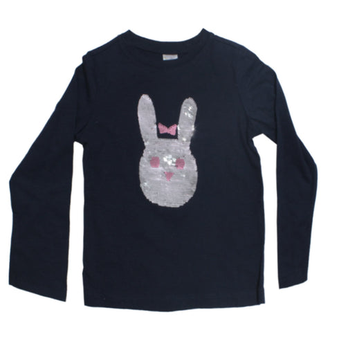 POCO Piano Face Sequins Blue Girls Premium Cotton Tshirt