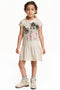 HnM Best Friends Premium Light Grey Glitter Print Dress