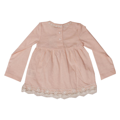 PRENTAL Bottom Less Light Pink Girls Pink Premium Cotton Dress Shirt