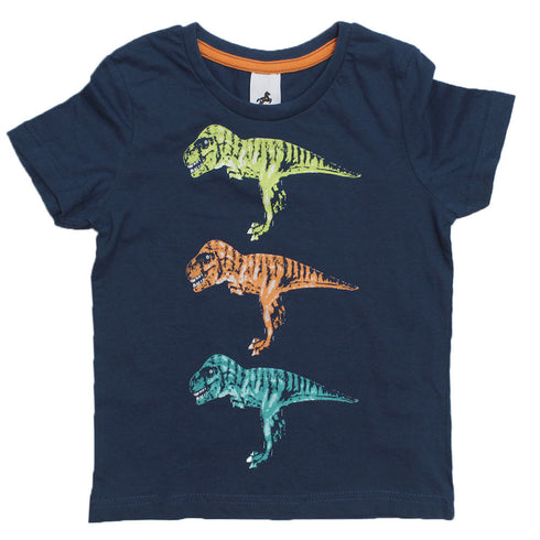 PALOMINO Boys Blue Dinosaur Print Premium Cotton Tshirt