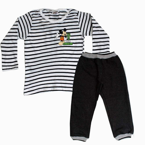 Disney Mickey mouse Stripes Tshirt Dark Grey Trouser