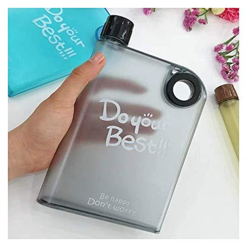 Do Your Best Black Note Book Flat Water Bottle