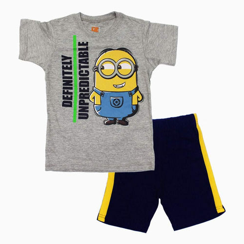 Minions Definitely Unpredictable Gray boys 2 piece Set