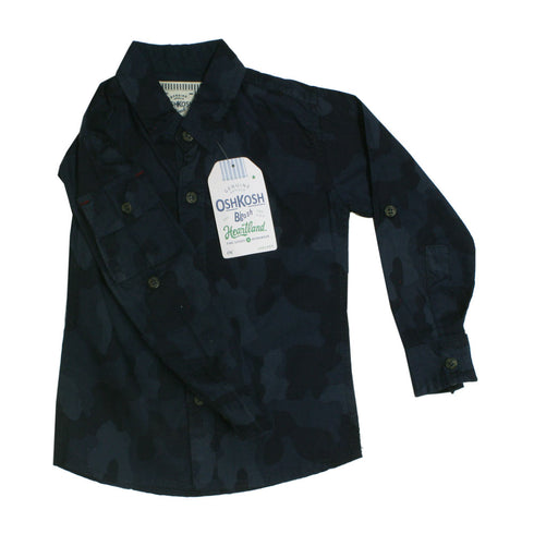 OSHKOSH Camouflage Blue And Black Premium Cotton Casual Winter Shirt