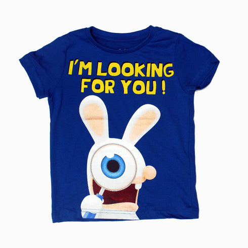 Lapins Cretin Looking For you Boys Premium Cotton Royal Blue Tshirt