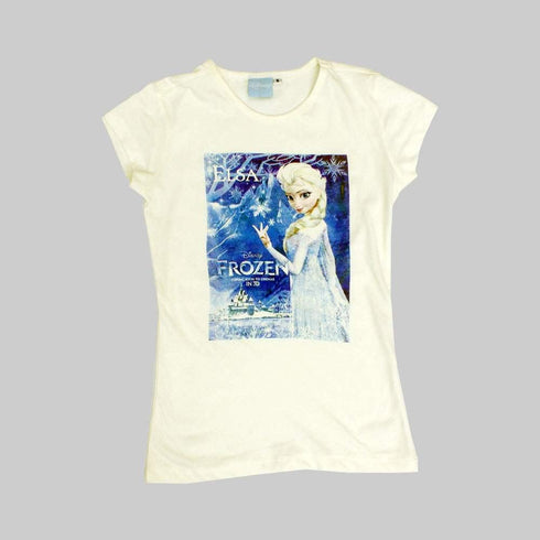 Disney Elsa Graphic Print Cream Girls Thirt